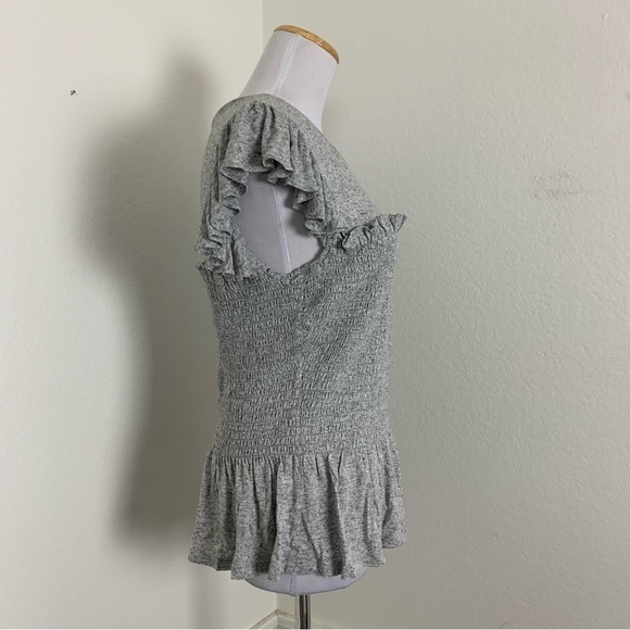 Rebecca Taylor Smocked Ruffle Flax Rayon Jersey Top Stretch Jersey Size Large - Picture 14 of 16